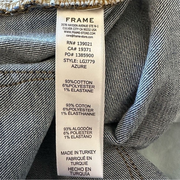 FRAME Le Garcon Mid Rise Distressed Slim Jeans in Azure Size 32 - Picture 10 of 15